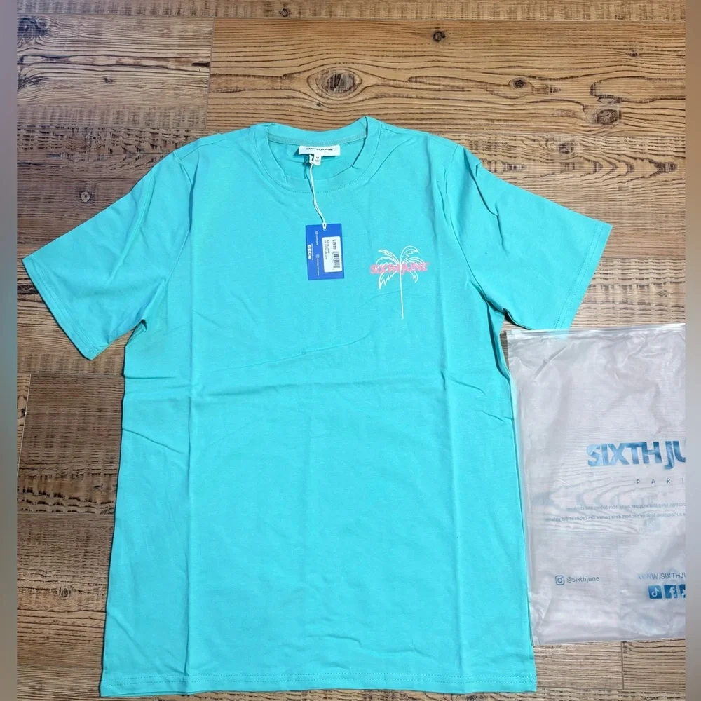 Men's Aqua Palm Tree Tee - Picture 1 of 3
